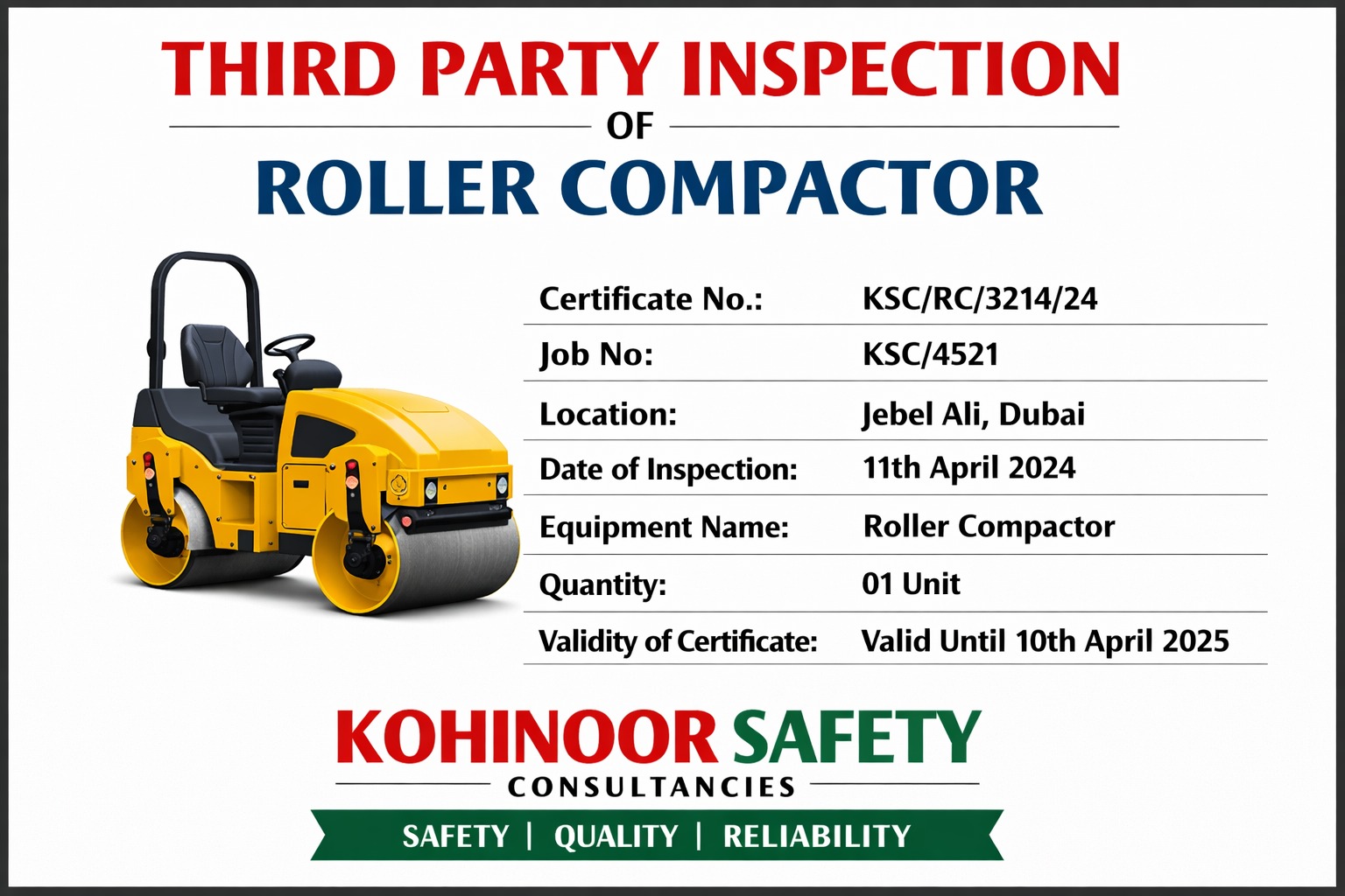 Third Party Inspection of Roller Compactor